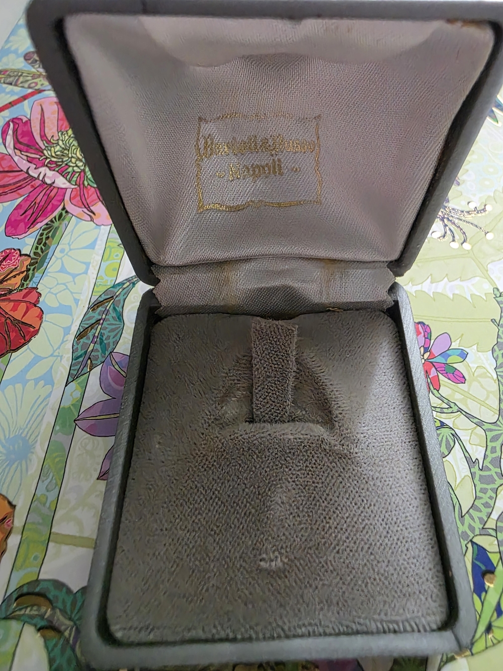 Vintage Naples Jewelry Box - Gray Travel Ring Case